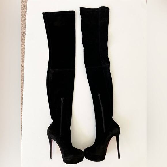 Christian Louboutin Black Suede leather Monica OTK thigh high boots EU 38.5 - Picture 15 of 15